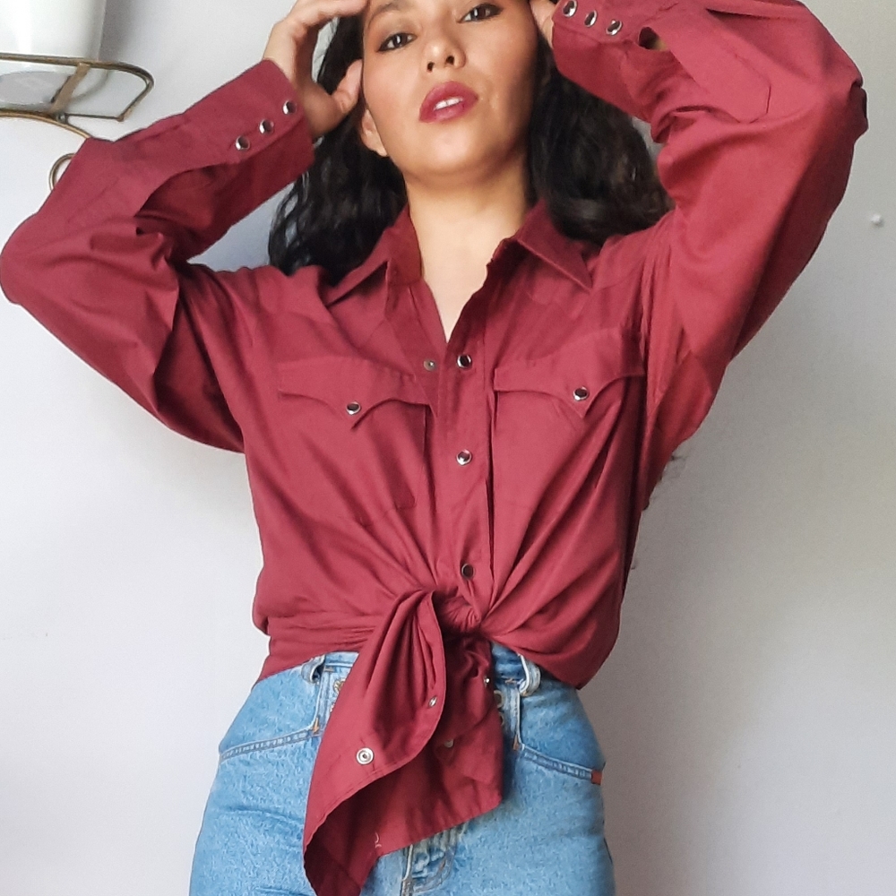 Vintage 70's burgundy western style shirt